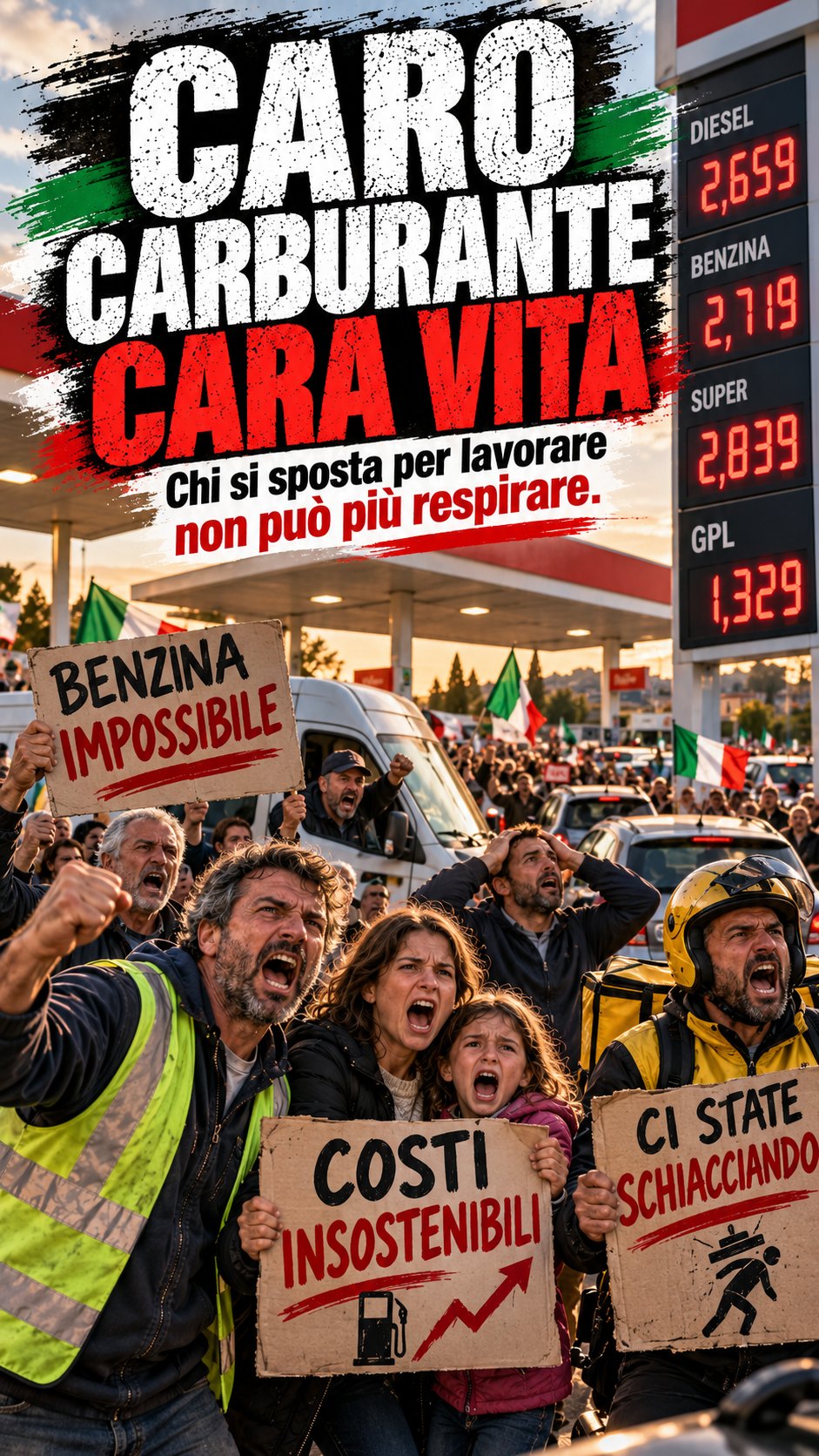 Caro carburante cara vita; prezzi inventati sul distributore.