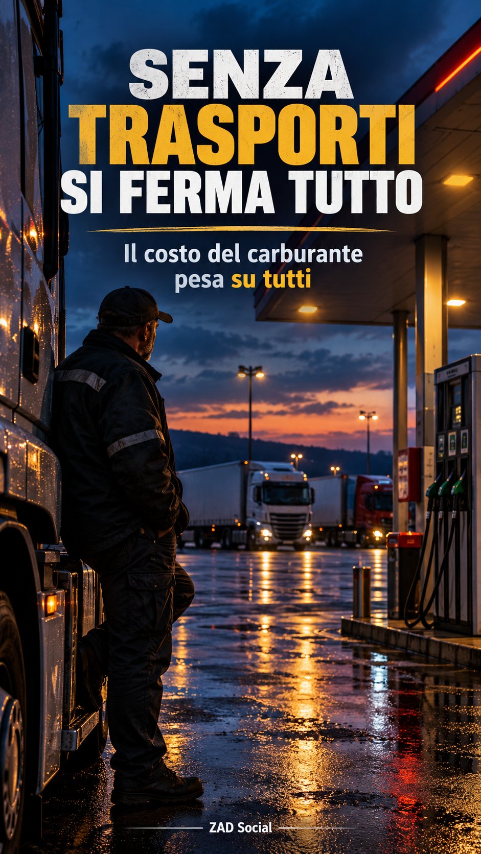 Senza trasporti si ferma tutto; autista alla pompa di sera.